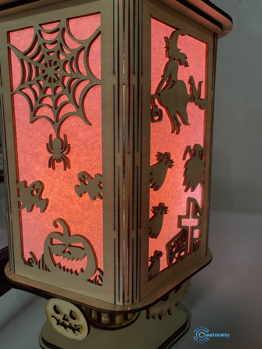 Arquivo de corte a laser para lanterna com design pentagonal de Halloween