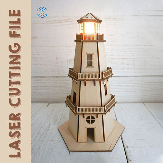 Lighthouse 3D puzzle laser cutting file desktop laser cutter