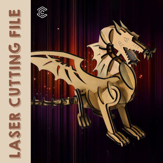 Fire-breathing Dinosaur 3D puzzle svg files for laser cutting
