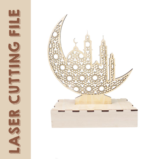 Muslim Ramadan Moon-shaped Decoration Laser Cutting File - Elegant Islamic Decor DIY Craft by Creatorally