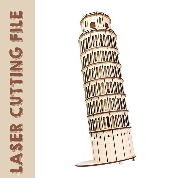 dxf svg vector Leaning Tower of Pisa 3D Puzzle Laser Cutting File - Build Your Own by Creatorally