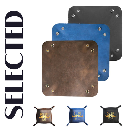 Creatorally 2 StĂŒck personalisiertes Valet-Tablett aus PU-Leder fĂŒr Lasergravur