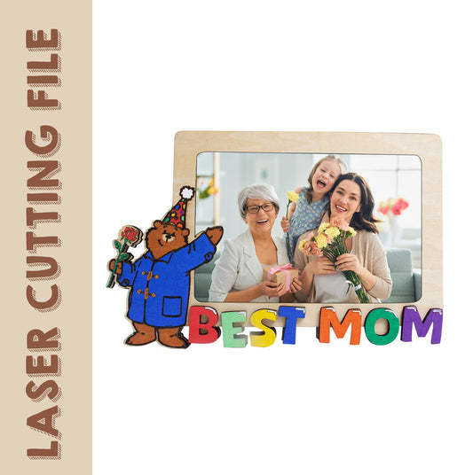 Mother's Day Paddington Bear Photo Frame Laser Cutting File - DIY Craft for Heartfelt Gifts
