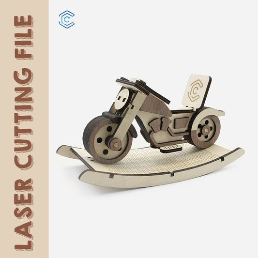 Rocking Horse toy motorcycle rider 3D puzzle laser cutting file