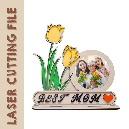 laser cut svg Mother's Day Tulip Photo Frame - Perfect Keepsake Gift