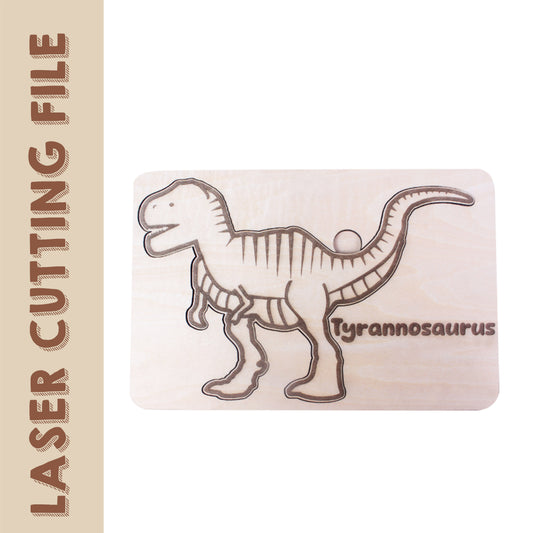 Arquivo de corte a laser para quebra-cabeça de Tiranossauro Rex - Artesanato faça você mesmo para entusiastas de dinossauros