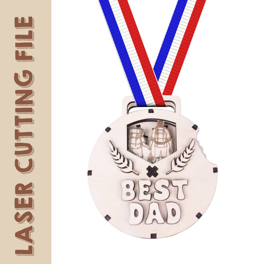 Father's Day Rotating Mechanical Medal Laser Cutting File - DIY Craft for Dad's Special Day by Creatorally