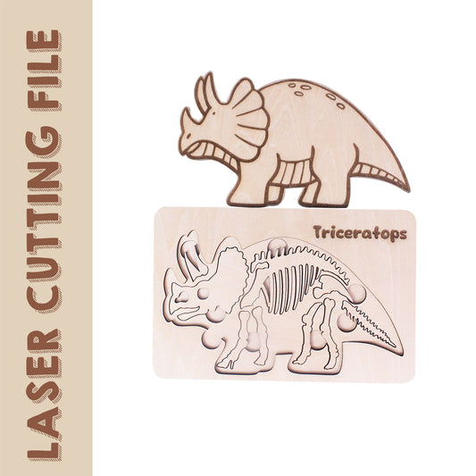 Triceratops Jigsaw Laser Cutting File - DIY Craft for Dino Fans by Creatorally