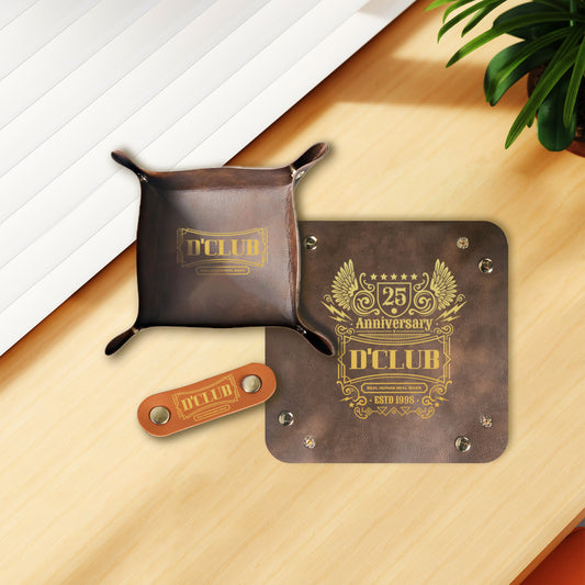 Creatorally 2 StĂŒck personalisiertes Valet-Tablett aus PU-Leder fĂŒr Lasergravur