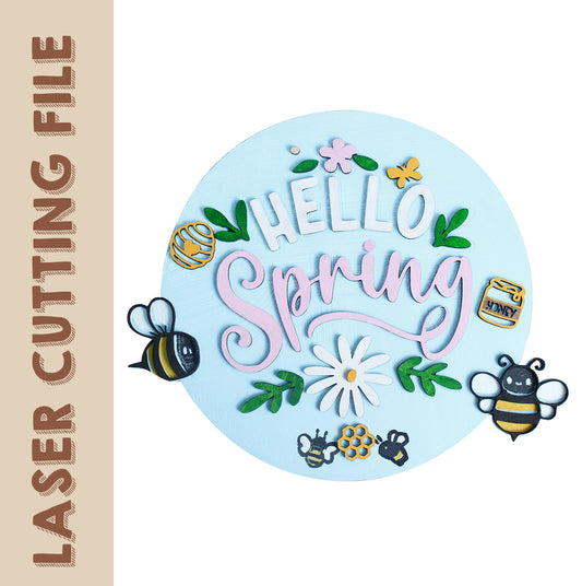 Spring Door Sign Decoration Laser Cutting File - DIY Craft for Vibrant Home Decor by Creatorally