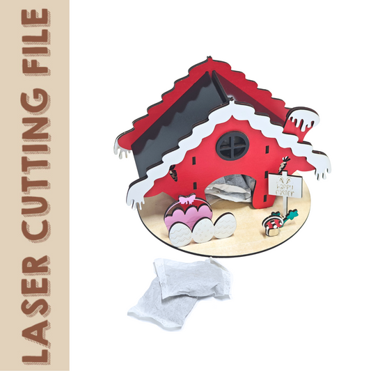 Porta-saquinhos de chá de Páscoa com corte a laser – Casinha de coelho 3D com ovos de Páscoa | Organizador de chá DIY para Glowforge e Cricut