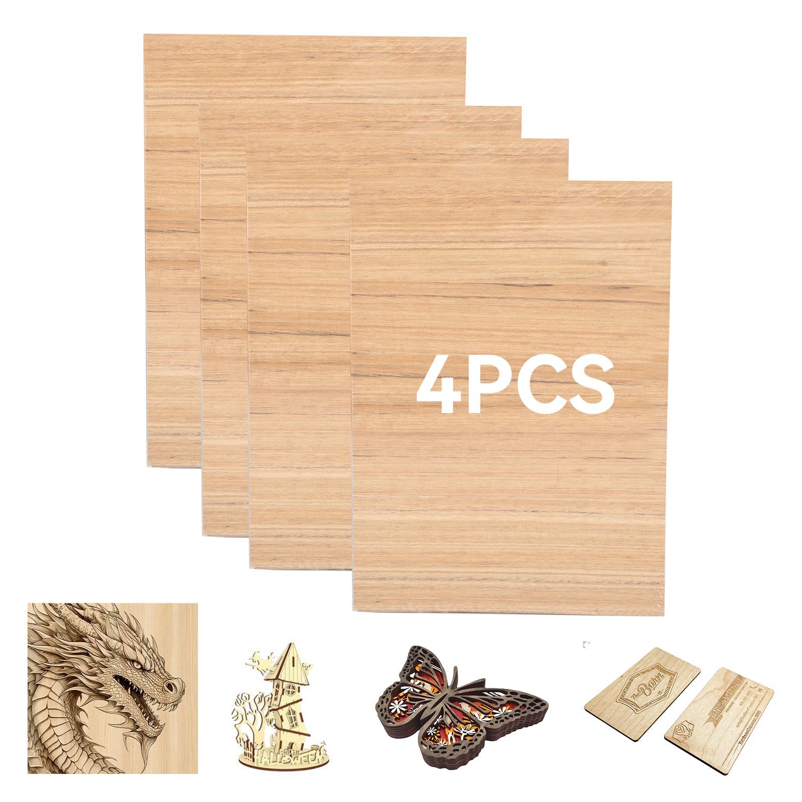 4pcs Ebony Wood Plywood 1/8" 11.8''x8.46''