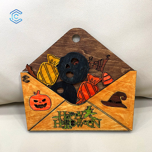 Arquivo de corte a laser para envelope de convite para festa de Halloween
