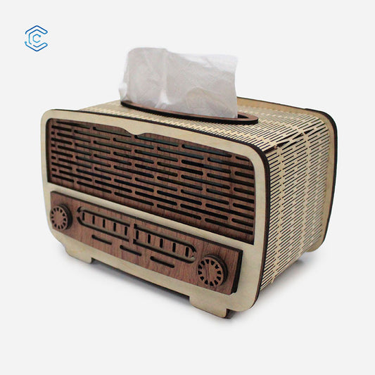 Old time Radio shaped tissue box laser cutting file