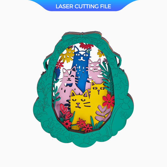 Multilayer Cat Garden SVG – 3D Laser Cut File for Kids Room Decor & DIY Gifts