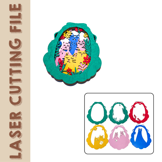 Jardim de gatos multicamadas SVG – Arquivo de corte a laser 3D para decoração de quarto infantil e presentes DIY