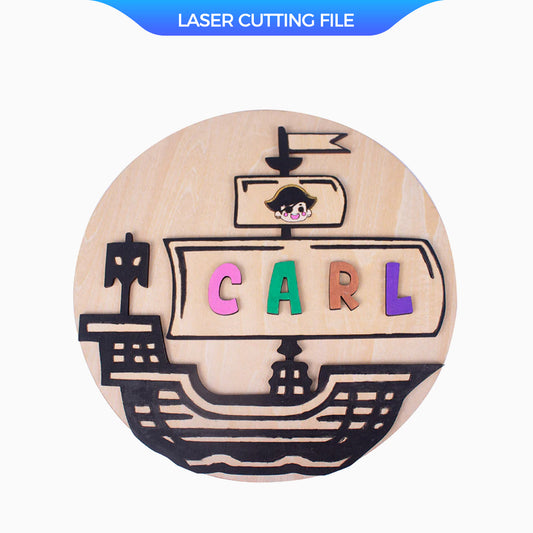 Pirate Ship Name Sign Laser Cutting File(26 letter for free combination) - Personalized Decor for Adventurous Kids by Creatorally