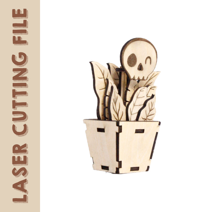 Skull Bonsai with Changeable Expressions - Unique Home Decor laser cutting file