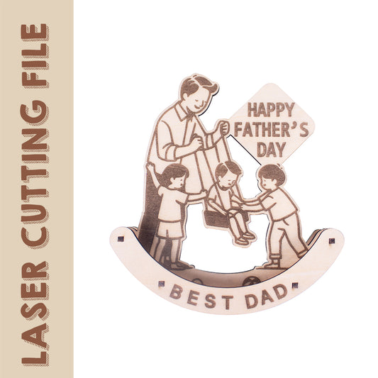 Father's Day Swing Rocking Horse Decor Laser Cutting File - DIY Craft for Sentimental Gifts by Creatorally