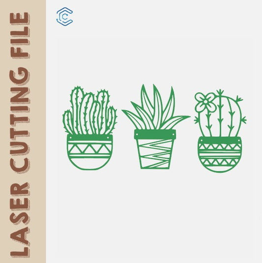 svg files for laser cutting 3-Style Cactus Hanging Decoration