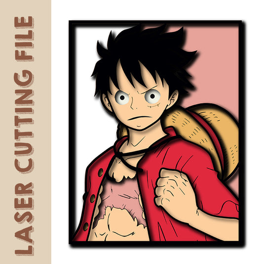 Multi-layer One Piece Monkey D. Luffy with Two Expressions Wall Decor Laser Cutting File - Create Your Own Pirate Adventure