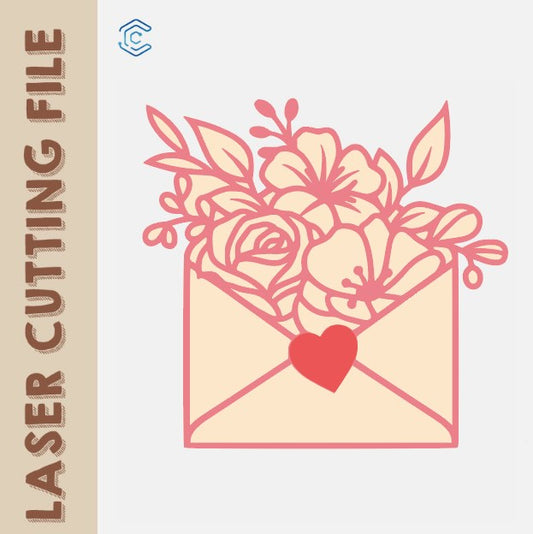 laser vector file Vibrant Floral Envelope - Colorful Flower Stationery