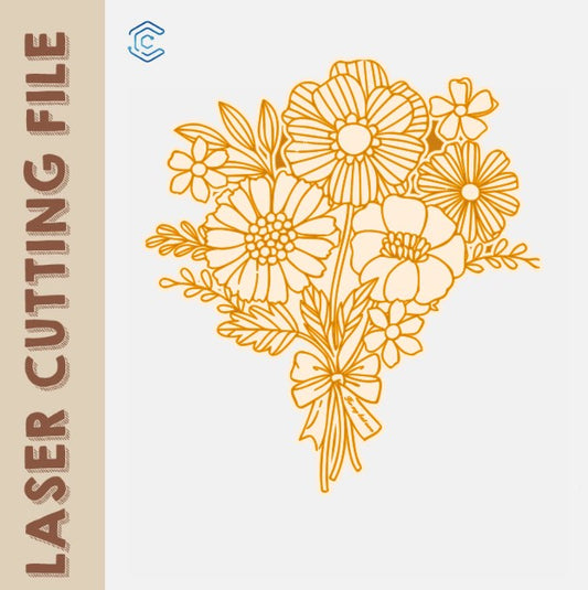 laser svg file Bouquets Style 1 Springtime Greeting - Vibrant Floral Arrangement laser cutting file by Creatorally