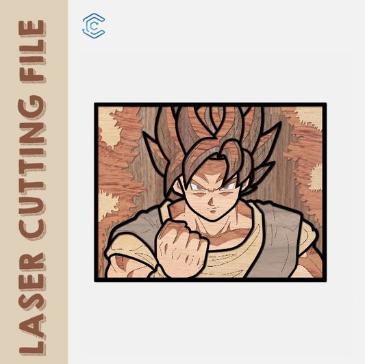Multi-layer Dragon Ball Goku Style 2 Wall Decoration Laser Cutting File - DIY Craft for Anime Fans