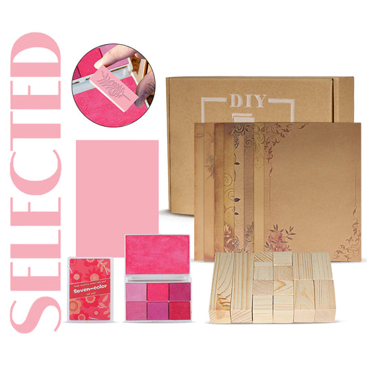 Conjunto de 14 carimbos de borracha de madeira com 7 almofadas de tinta coloridas da Creatorally