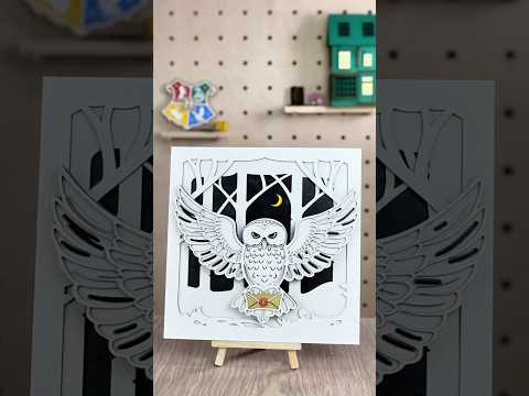 Multilayer Magic Owl SVG – Flying Snowy Owl with Letter Wall Art Laser Cutting File