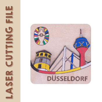 3-Layer 3D European Cup Germany Dusseldorf The Rheinturm Refrigerator Magnets Laser Cutting File - DIY Craft for Travel Enthusiasts