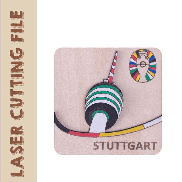 3-Layer 3D European Cup Germany Stuttgart TV Tower Refrigerator Magnets Laser Cutting File - DIY Craft for Travel Enthusiasts