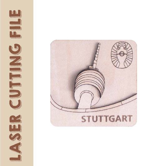 3-Layer 3D European Cup Germany Stuttgart TV Tower Refrigerator Magnets Laser Cutting File - DIY Craft for Travel Enthusiasts