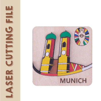 3-Layer 3D European Cup Germany Munich Landmark Mary's Square Refrigerator Magnets Laser Cutting File - DIY Craft for Travel Enthusiasts