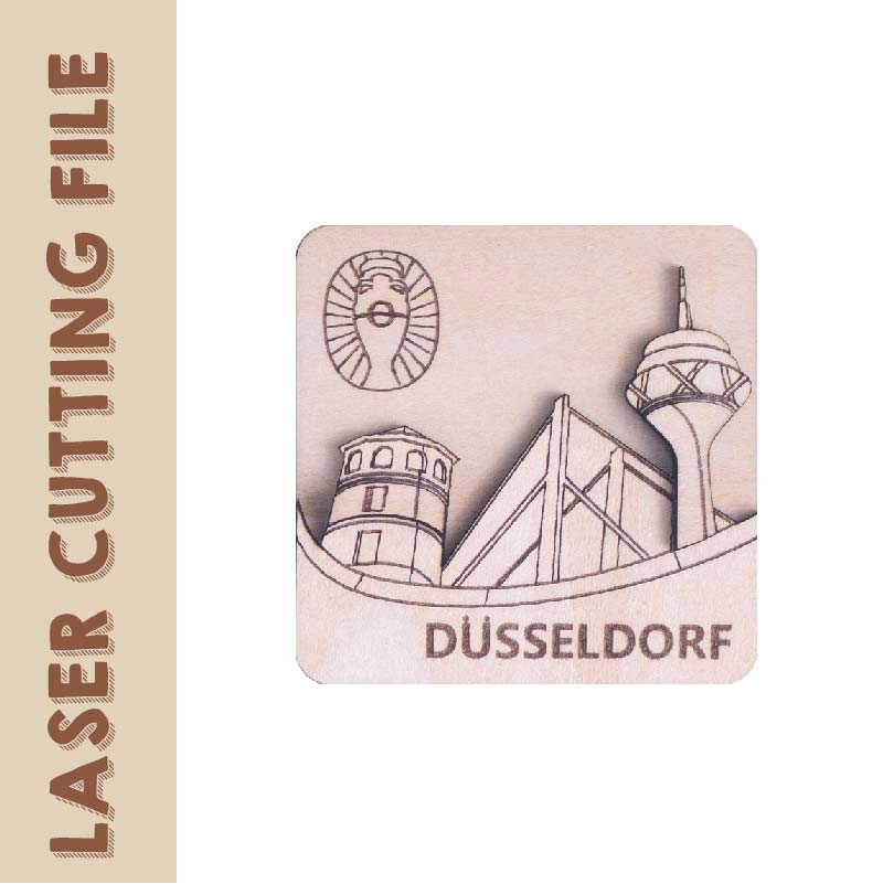 3-Layer 3D European Cup Germany Dusseldorf The Rheinturm Refrigerator Magnets Laser Cutting File - DIY Craft for Travel Enthusiasts