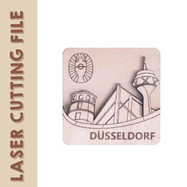 3-Layer 3D European Cup Germany Dusseldorf The Rheinturm Refrigerator Magnets Laser Cutting File - DIY Craft for Travel Enthusiasts