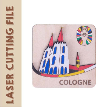 3-Layer 3D European Cup Germany Landmark Cologne Cathedral Refrigerator Magnets Laser Cutting File - DIY Craft for Football Fans by Creatorally