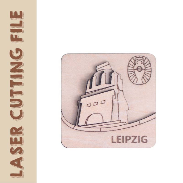 3-Layer 3D European Cup Germany Leipzig Landmark The Monument to the Battle of the Nations Refrigerator Magnets Laser Cutting File - DIY Craft for Football Fans