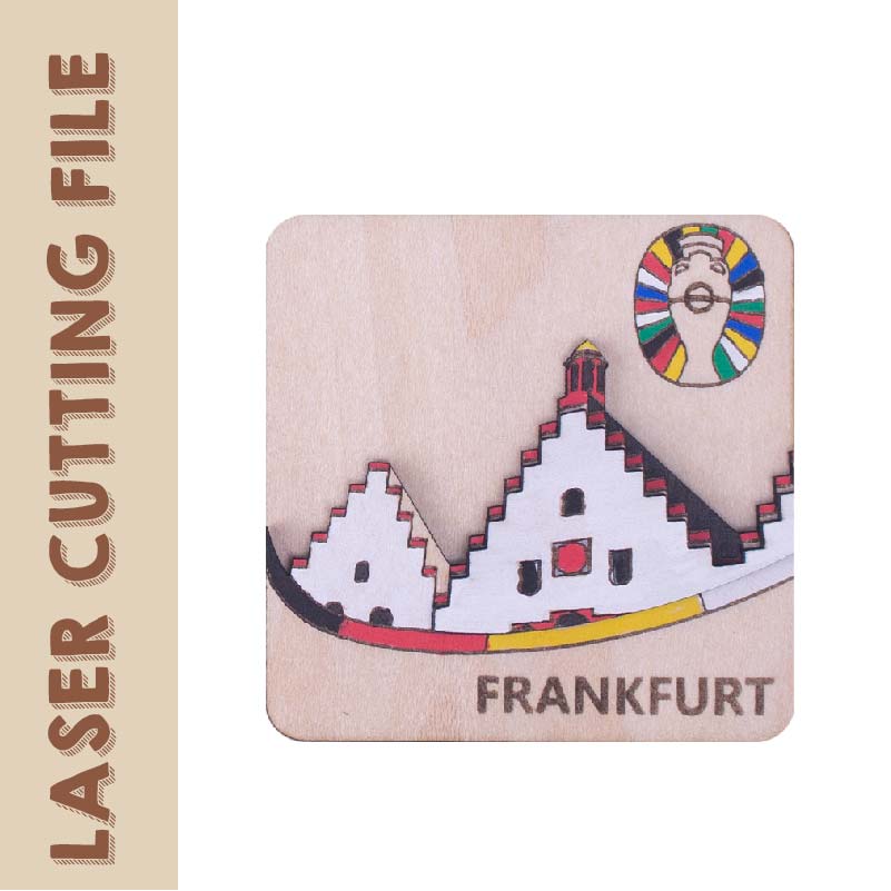 3-Layer 3D European Cup Germany Frankfurt The Römer Refrigerator Magnets Laser Cutting File - DIY Craft for Travel Enthusiasts