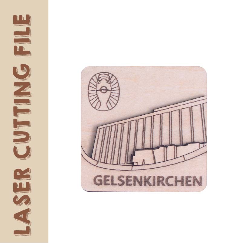 3-Layer 3D European Cup Germany Gelsenkirchen MiR Opera House Refrigerator Magnets Laser Cutting File - DIY Craft for Travel Enthusiasts