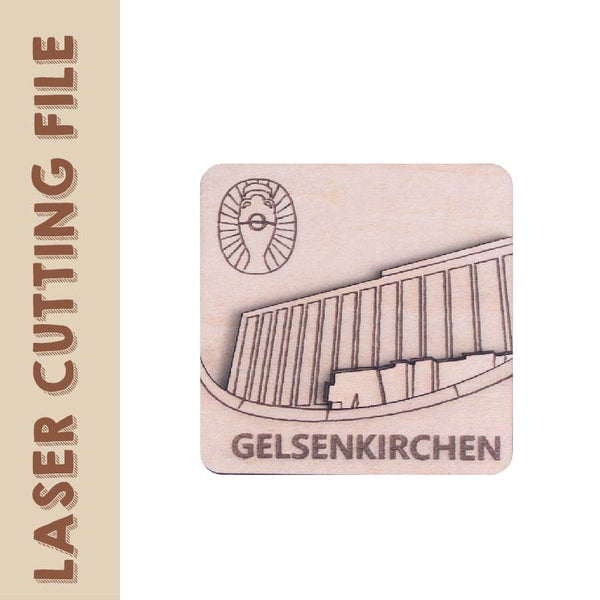 3-Layer 3D European Cup Germany Gelsenkirchen MiR Opera House Refrigerator Magnets Laser Cutting File - DIY Craft for Travel Enthusiasts