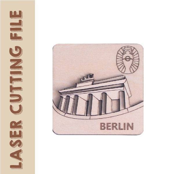 3-Layer 3D European Cup Germany Berlin Landmark Brandenburg Gate Refrigerator Magnets Laser Cutting File - DIY Craft for Travel Enthusiasts