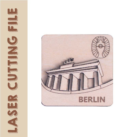 3-Layer 3D European Cup Germany Berlin Landmark Brandenburg Gate Refrigerator Magnets Laser Cutting File - DIY Craft for Travel Enthusiasts