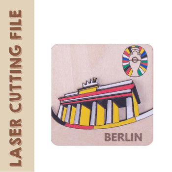 3-Layer 3D European Cup Germany Berlin Landmark Brandenburg Gate Refrigerator Magnets Laser Cutting File - DIY Craft for Travel Enthusiasts