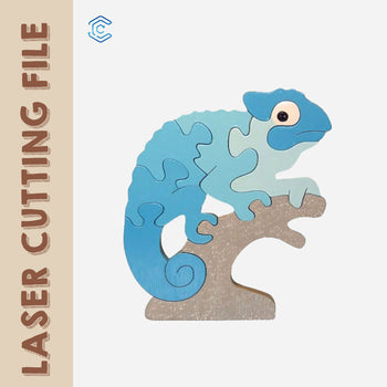 Chameleon Shaped Kids Puzzle laser cutting file laser cut svg