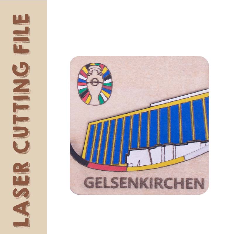 3-Layer 3D European Cup Germany Gelsenkirchen MiR Opera House Refrigerator Magnets Laser Cutting File - DIY Craft for Travel Enthusiasts