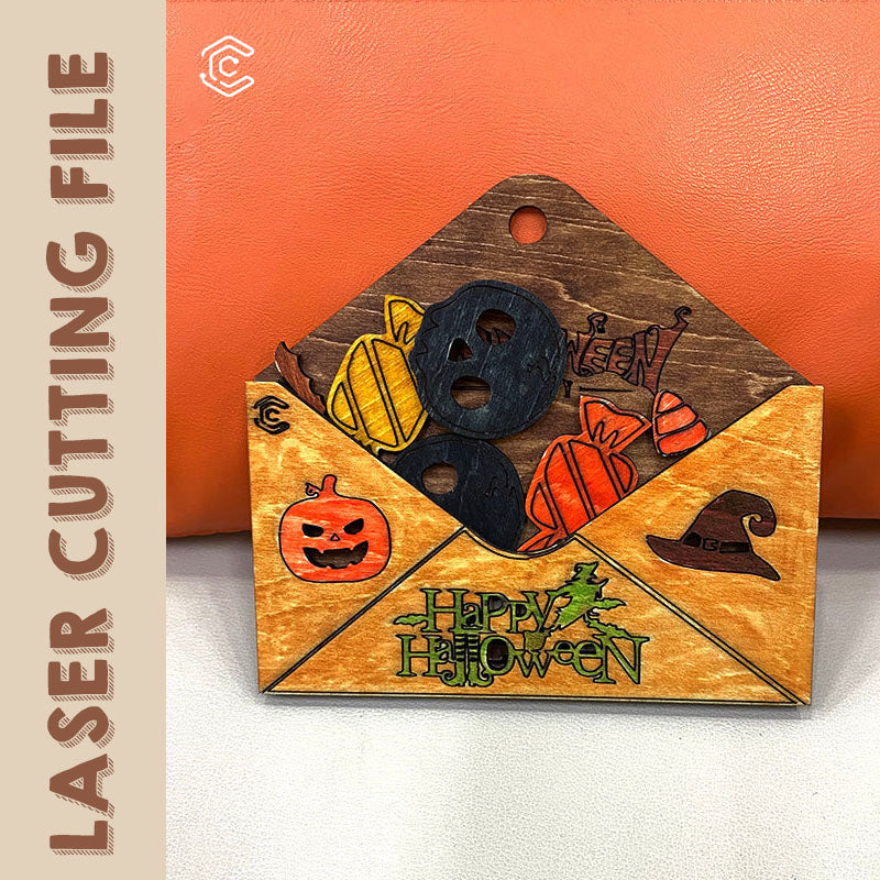 Halloween party invitation envelope laser cutting file