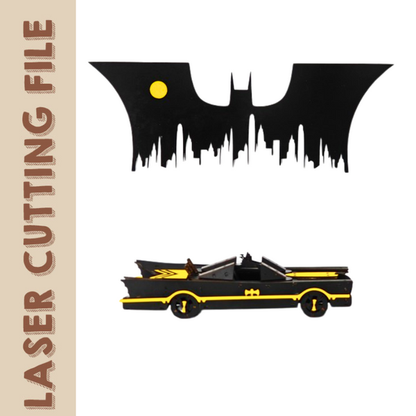 Batmobile & Gotham Skyline - 3D Puzzle Laser Cutting File