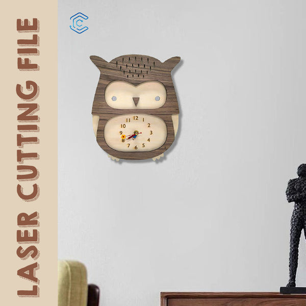 Cute owl clock laser cut svg desktop laser cutter