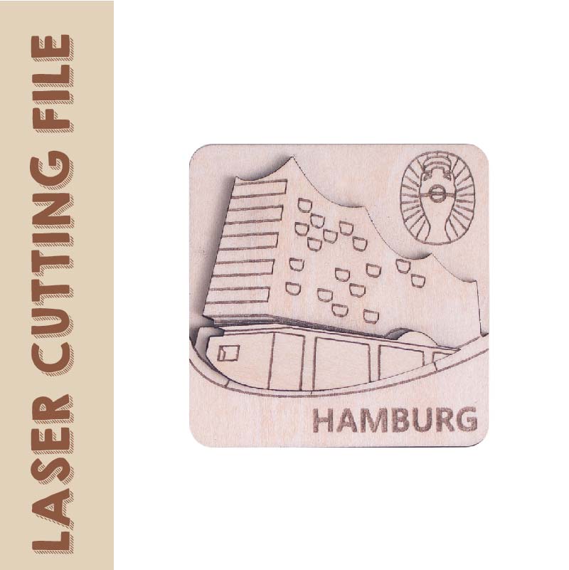 3-Layer 3D European Cup Germany Hamburg Elphi Concert Hall Refrigerator Magnets Laser Cutting File - DIY Craft for Travel Enthusiasts